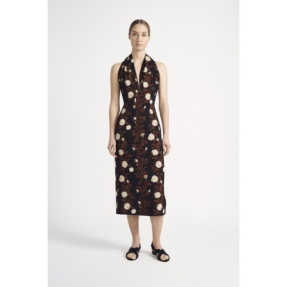 Emilia Wickstead Dresses & Skirts - Emilia Wickstead Womens Midi Hailey Dress Cream Brown Floral Georgette Size 2